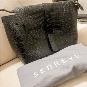Senreve Black Croc-Embossed Bag